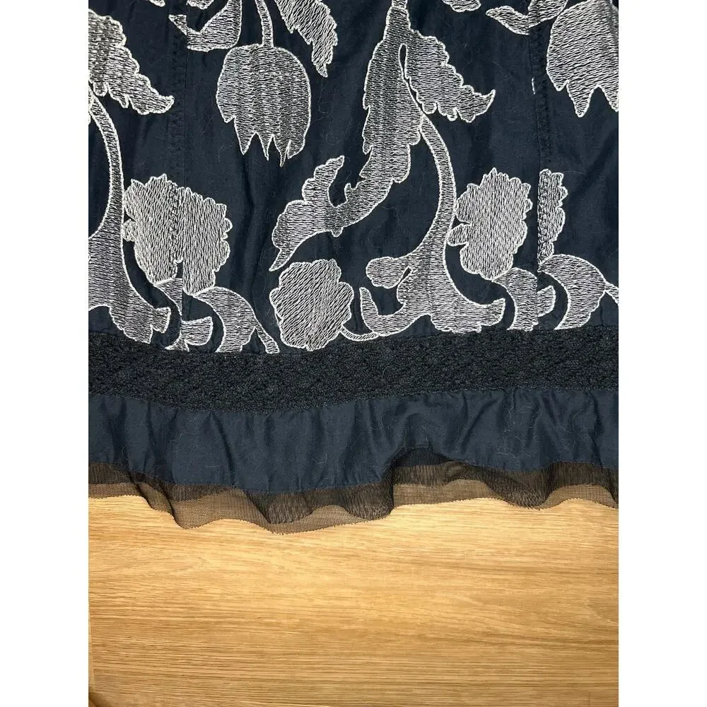 Nygard Collection Women’s 16 Skirt Black White Embroidered Tule Side Zip Lined